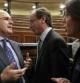 El portavoz de CiU en el Congreso, Josep Antini Duran Lleida, conversa con los portavoces Soraya Rodríguez (PSOE) y Alfoso Alonso (PP) en el Congreso.