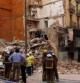 Estado en el que ha quedado el edificio hundido en el centro histórico de Lleida.