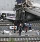 Vista del tren Alvia que cubría la ruta entre Madrid y Ferrol y que descarriló cuando ya estaba muy cerca de Santiago de Compostela