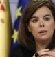 La vicepresidenta del Gobierno, Soraya Sáenz de Santamaría, en rueda de prensa en La Moncloa.