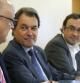 El president Artur Mas junto a Josep Rull y Lluís Corominas en la Ejecutiva de CDC.