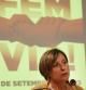 Carme Forcadell, presidenta de la ANC, durante la presentación de la convocatoria de la Via Catalana