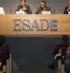 De izquierda a derecha P. Fernández, Xavier Adserà, M. Trias i J. Goula, durante la primera sesión del curso de Matins ESADE 2013-2014