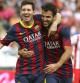 Leo Messi celebra un gol con su compañero Cesc Fabregas