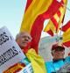 Concentración cívica convocada hoy por la plataforma "Som Catalunya, Somos España" en el centro de Barcelona a favor de la convivencia y la unidad de España coincidiendo con el Día de la Hispanidad
