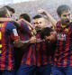 Los jugadores azulgranas celebrando un gol