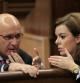 Josep Antoni Duran Lleida y Soraya Sáenz de Santamaría conversan en el Congreso