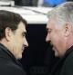 El entrenador del Real Madrid, el italiano Carlo Ancelotti, saluda al técnico del Olimpic del Xátiva, Toni Aparicio
