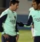 Leo Messi y Neymar, durante un entrenamiento
