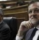 El presidente del Gobierno, Mariano Rajoy, junto al ministro de Justicia, Alberto Ruiz-Gallardón,en el Congreso