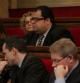 Joan Ignasi Elena, Marina Geli, y Núria Ventura, en su nueva ubicación en el Parlament, al lado de Ciutadans.