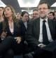 El presidente del Gobierno y líder del PP, Mariano Rajoy (2d), acompañado de la vicepresidenta, Soraya Sáenz de Santamaría (i), la líder del PPC, Alicia Sánchez-Camacho, y el vicesecretario general de Organización de los populares, Carlos Floriano, durante la clausura hoy en Barcelona de la convención del PPC "Juntos Sumamos", en contra del separatismo catalán.