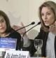 La vicepresidenta del Gobierno, Soraya Sáenz de Santamaría (i), junto con la presidenta del PP vasco, Arantza Quiroga, durante el desayuno informativo organizado por el Fórum Europa donde la líder popular vasca se ha referido a asuntos de la actualidad política de Euskadi.
