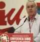 El líder de IU, Cayo Lara, durante su intervención en la inauguración de una conferencia organizada para debatir el modelo de Estado federal