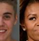 La primera dama Michelle Obama y el cantante Justin Bieber