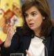 -La vicepresidenta del Gobierno, Soraya Saénz de Santamaría, durante la rueda de prensa tras la reunión el Consejo de Ministros