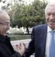 El ministro de Asuntos Exteriores, José Manuel García-Margallo (d), saluda a su homólogo argelino, Ramtane Lamamra (i), momentos antes de inaugurar una reunión de expertos para establecer una estrategia de promoción del uso sostenible del agua en el Mediterráneo, organizada por Casa Mediterráneo.