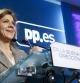 La secretaria general del PP, María Dolores de Cospedal, durante la rueda de prensa que ha ofrecido tras la reunión del Comité Ejecutivo Nacional del partido