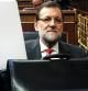 El presidente del Gobierno, Mariano Rajoy, durante el pleno del Congreso que debate esta tarde la proposición de ley del Parlament para el traspaso de competencias para una consulta