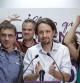 Pablo Iglesias comparece en la sede de Podemos tras conocer los resultados de las elecciones del 25M en la que han sido la gran sorpresa al logar cinco escaños
