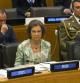 La Reina Sofía, acompañada de la ministra de Sanidad, Ana Mato, y el embajador de España ante Naciones Unidas, Román Oyarzun Marches, en la sede en Naciones Unidas