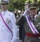 El rey Juan Carlos y el Príncipe de Asturias, al inicio del acto central de la celebración del Día de las Fuerzas Armadas que ha tenido lugar hoy a la madrileña plaza de la Lealtad