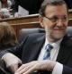 El presidente del Gobierno, Mariano Rajoy, a su llegada esta mañana al Congreso de los Diputados, donde el pleno aprobará la ley orgánica por la que se hace efectiva la abdicación del Rey