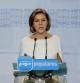 La secretaria general del PP, María Dolores de Cospedal, durante la rueda de prensa que ha ofrecido hoy trasla reunióndel Comité Ejecutivo Nacional de su partido