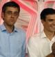 Eduardo Madina junto al líder del PSOE, Pedro Sánchez, en la sede de Ferraz tras conocerse el resultado de las primarias