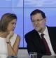 El presidente del Gobierno y del PP, Mariano Rajoy, junto a la secretaria general, María Dolores de Cospedal, durante la última reunión del Comité Ejecutivo del partido antes de las vacaciones de verano