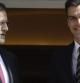 El presidente del Gobierno, Mariano Rajoy, recibe al nuevo secretario general del PSOE, Pedro Sánchez, a su llegada esta tarde al Palacio de la Moncloa