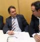 El presidente de la Generalitat y líder de CiU, Artur Mas junto a Josep Rull (d) y Lluís M. Corominas (i)