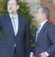 El presidente del gobierno, Mariano Rajoy, y el presidente canario, Paulino Rivero, poco antes de la reunión que mantuvieron en La Moncloa