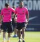 Neymar, Messi, Alves y Suárez durante el entrenamiento del Barça antes de viajar a Vila-real