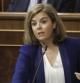 La vicepresidenta del Gobierno, Soraya Sáenz de Santamaría, durante su intervención hoy en la sesión de control al Ejecutivo.