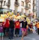 Ensayo de la V de la Diada, durante las fiestas de Gràcia el pasado agosto