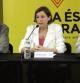 La presidenta de la ANC, Carme Forcadell, al lado del dirigente de Òmnium Cultural Quim Torra y del director de la campaña 'Ara és l'Hora', Oriol Soler