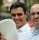 Pedro Sánchez, junto al primer secretario del PSC, Miquel Iceta