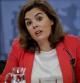 La vicepresidenta del Gobierno, Soraya Sáenz de Santamaría, durante la rueda de prensa ofrecida al término de la reunión del Consejo de Ministros celebrada hoy en Madrid.