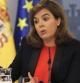 La vicepresidenta del Gobierno, Soraya Sáenz de Santamaría, durante la rueda de prensa posterior a la reunión del Consejo de Ministros esta mañana en La Moncloa.