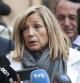 Joana Ortega atiende a la prensa tras asistir en Sant Feliu de Guíxols a la inauguración de una exposición titulada 'Curarse en salud'