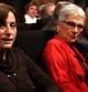 La presidenta de la ANC, Carme Forcadell, al lado de la de Òmnium Cultural, Muriel Casals y del coordinador del Pacte Nacional pel Dret a Decidir, Joan Rigol