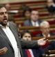 El presidente de ERC, Oriol Junqueras, durante la sesión de control al gobierno catalán, en el último pleno del Parlament del año.
