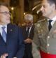 El presidente de la Generalitat, Artur Mas, conversa con el teniente general inspector general del Ejército, Ricardo Álvarez-Espejo, durante una misa de la Mercè