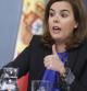 Soraya Sáenz de Santamaría, durante una rueda de prensa tras el habitual Consejo de Ministros de los viernes