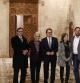 El presidente de la Generalitat, Artur Mas, el lider de ERC, Oriol Junqueras, la presidenta de la Asamblea Nacional Catalana (ANC), Carme Forcadell, la responsable de Òmnium Cultural, Muriel Casals, y el presidente de la Asociación de Municipios por la Independencia (AMI), Josep Maria Vila d'Abadal en Palau.