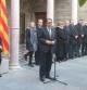 El president de la Generalitat en el acto en el Pati dels Tarongers incorpora un busto del segundo presidente de la Mancomunitat, Enric Prat de la Riba.