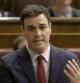 El líder del PSOE, Pedro Sánchez, durante su intervención hoy en la sesión de control al Ejecutivo del pleno del Congreso, en la que ha lamentado el aumento de la desigualdad salarial en España entre hombres y mujeres en la presente legislatura.