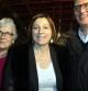 La presidenta de la ANC, Carme Forcadell, entre la presidenta de Òmnium Cultural, Muriel Casals, y el presidente del AMI, Josep Maria Vila d'Abadal
