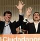 El candidato de Ciudadanos a la Presidencia de la Junta de Andalucia, Juan Marín, acompañado por el lider nacional, Albert Rivera, tras conocerse el resultado final de las elecciones andaluzas